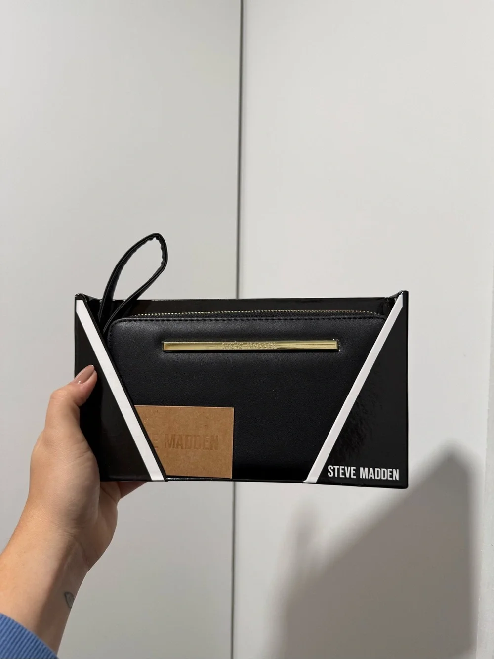 Steve Madden Black Wristlet with Gold Accent